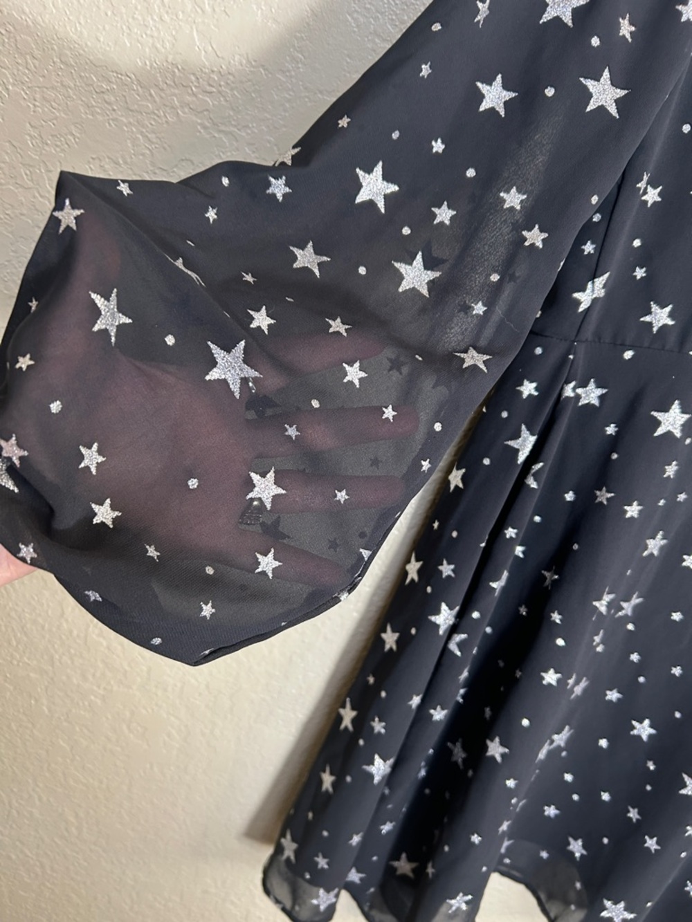 NASTY GAL Whimsy Goth Fairy Costume Ethereal Metallic Stars Tie Front Kimono - Picture 10 of 14